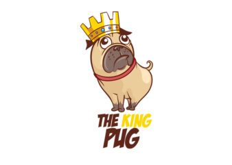 The king Pug t shirt designs for sale