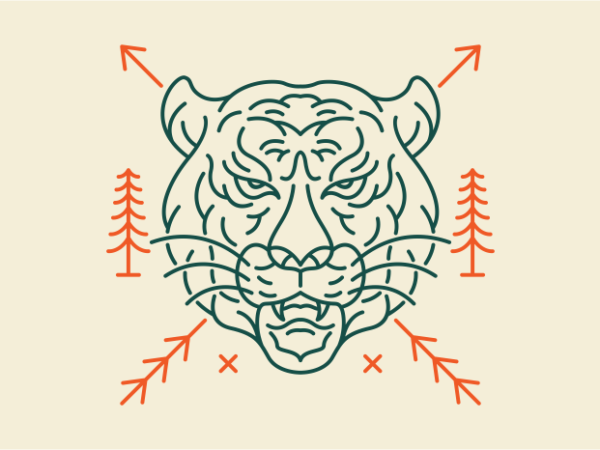 Wild tiger head t shirt design for sale