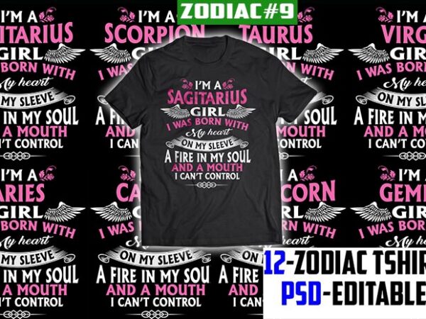 12 birthday zodiac girl are born tshirt design bundle january february march apryl may june july august september october november december psd file editable text #9 update