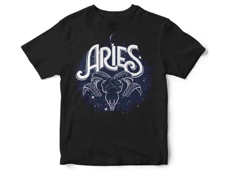 Aries dark line zodiac t-shirt design