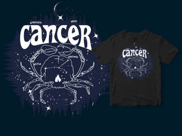 Cancer dark line zodiac t-shirt design