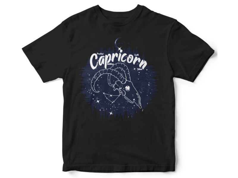Capricorn Dark line Zodiac T-shirt design