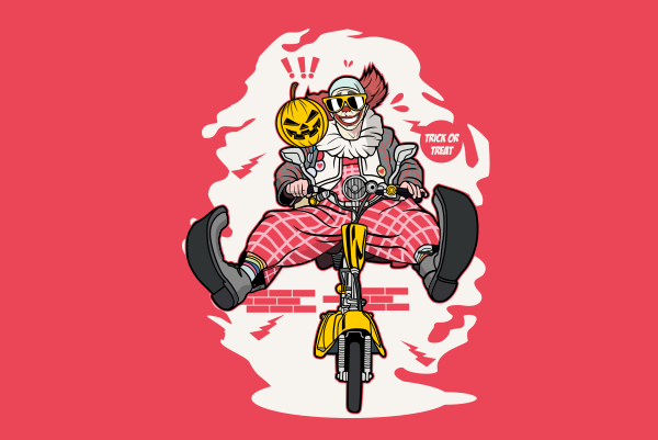 Clown biker t shirt vector file