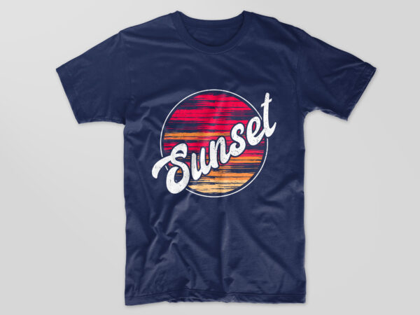 Sunset sky t-shirt design graphic vector. surfing paradise t shirt ...