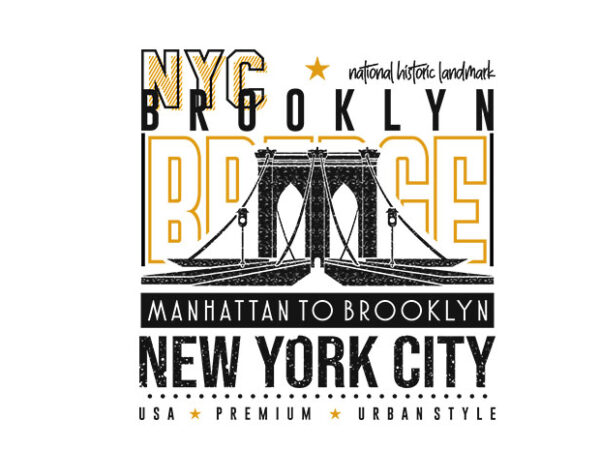 Brooklyn new york city t-shirt design graphic vector. nyc t shirt designs. eps svg png