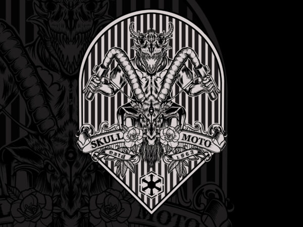 Moto skull t-shirt design