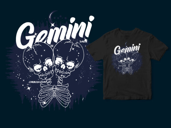 Gemini dark line zodiac t-shirt design