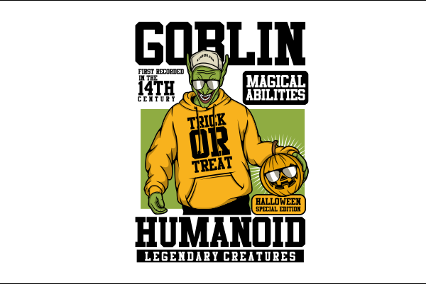 Goblin trick or treat t shirt design template