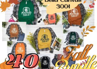 MEGA BUNDLE 40 Bella Canvas 3001 Fall Mockups, Womens Fall Mockup, Fall Shirt Mockup, Flat Lay Mockup, Halloween Mockup, Thanksgiving Mockup