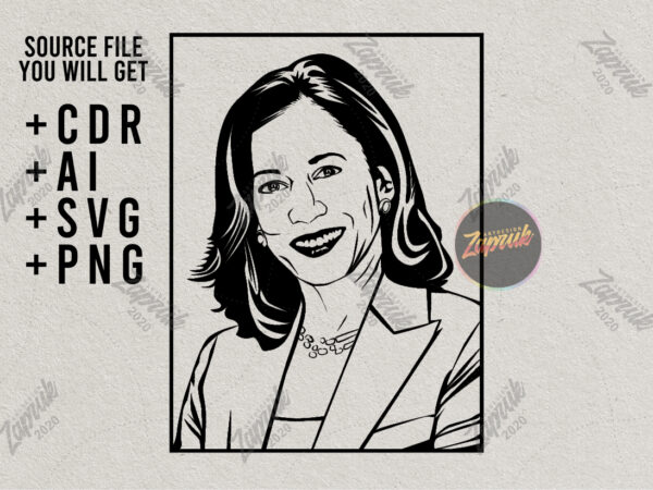 Kamala harris vector silhouette clip art tshirt design