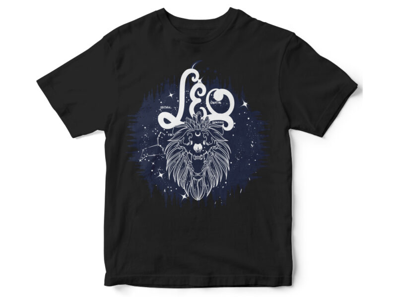 Leo Dark Line Zodiac T-shirt design
