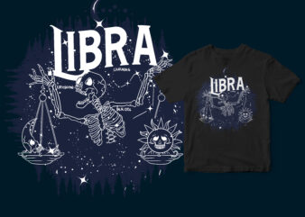Libra Dark Line Zodiac T-shirt design