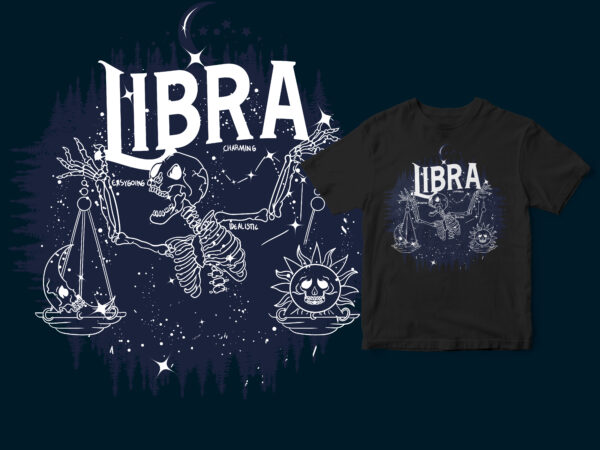 Libra dark line zodiac t-shirt design