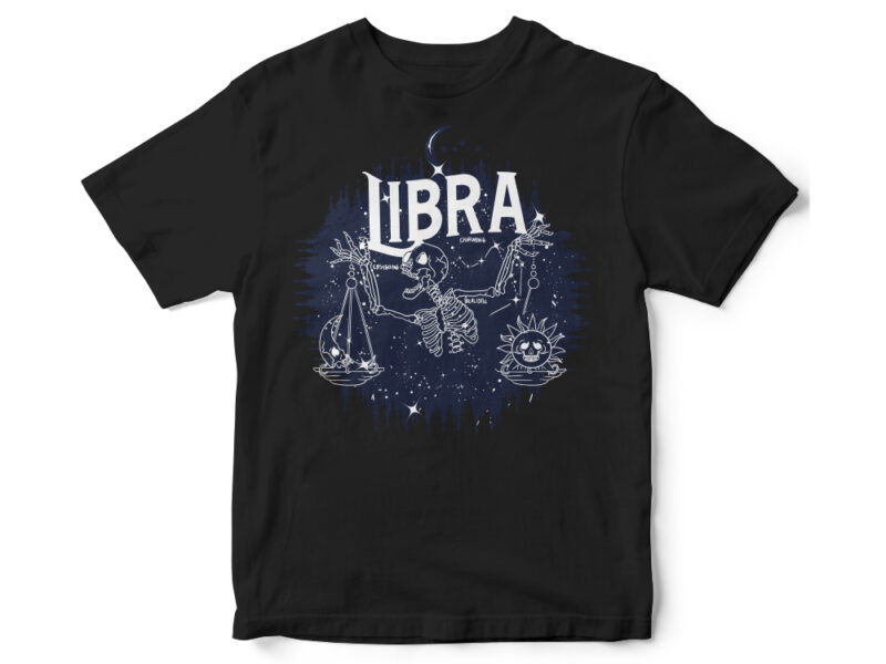 Libra Dark Line Zodiac T-shirt design