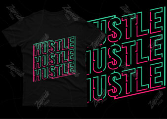 New Hustle neon text tshirt design