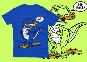 Vector Dino T-rex hungry Kids tshirt design