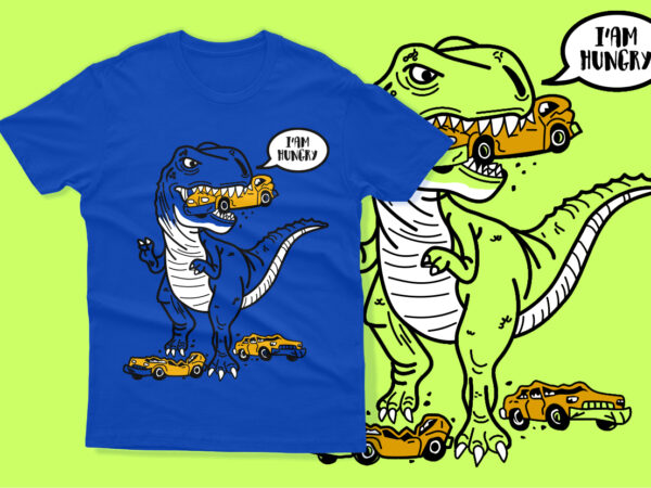Vector dino t-rex hungry kids tshirt design