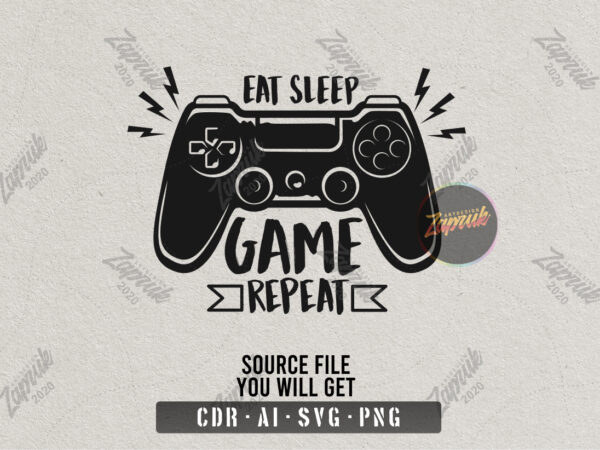 Eat sleep game repeat – tshirt design for sale