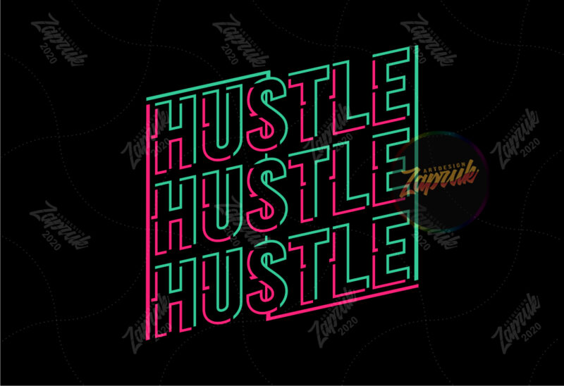 New Hustle neon text tshirt design