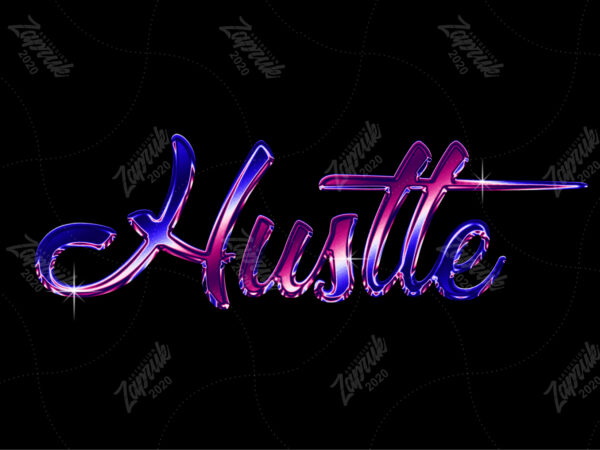 Hustle chrome text tshirt design