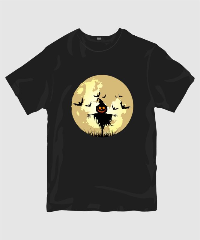 Halloween full moon horror and creepy t-shirt design vector silhouette. t shirt designs for commercial use. Eps cdr svg png