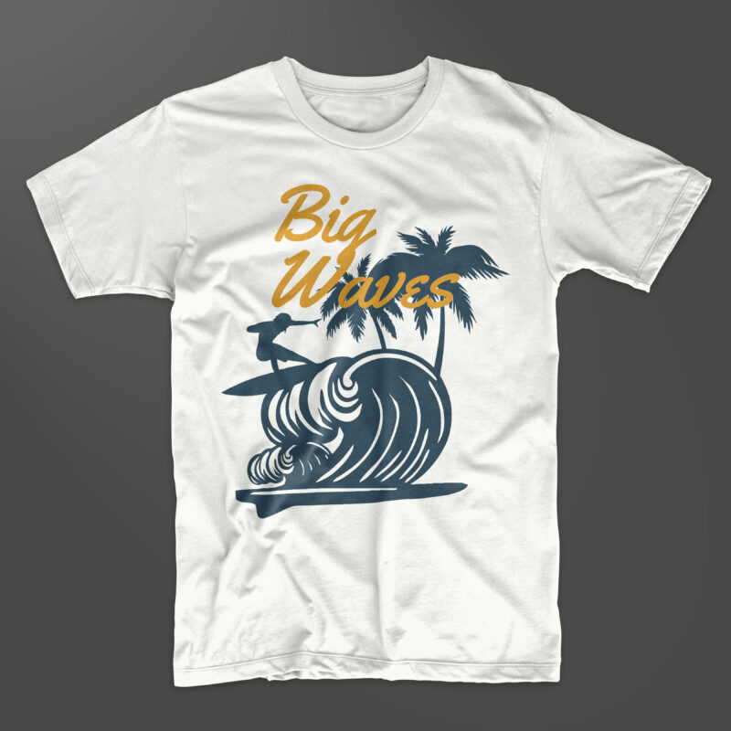 50 Editable surfing paradise t-shirt design vector bundle. Surf, travel, adventure and van life. T shirt designs pack collection. ai eps psd svg png file