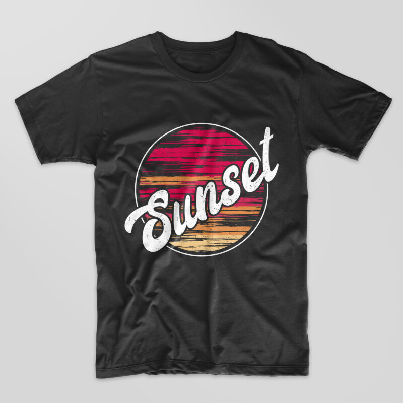 Sunset sky t-shirt design graphic vector. surfing paradise t shirt ...