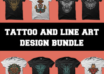 tattoo and line art tshirt design bundle