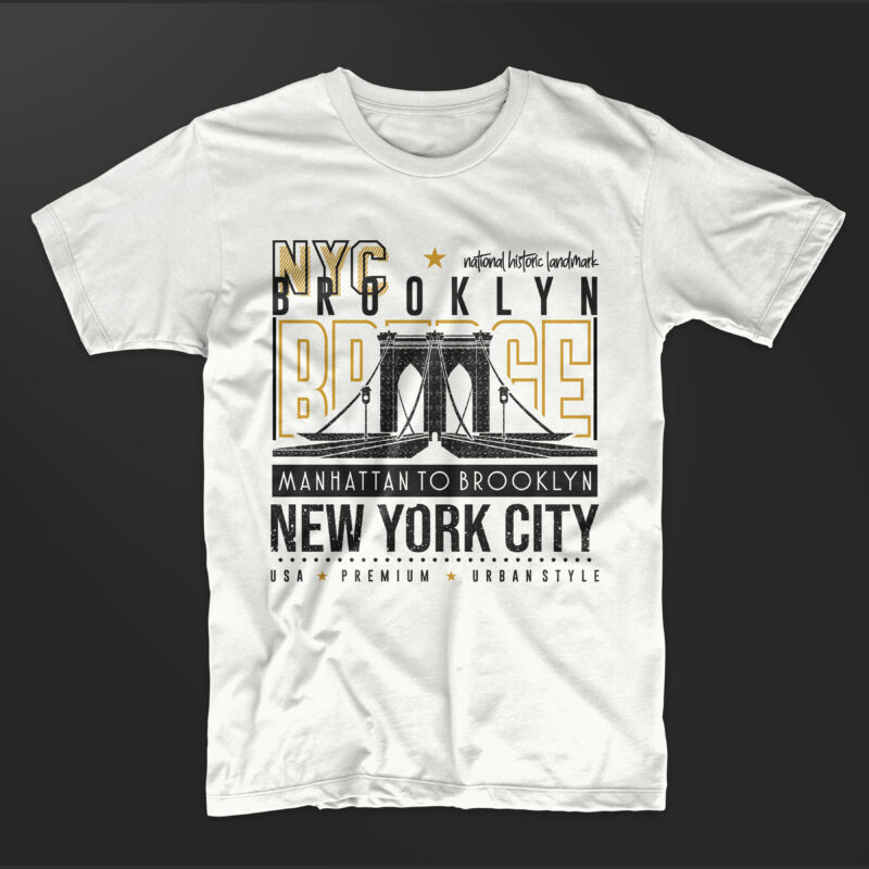 Brooklyn New York City T-shirt Design Graphic Vector. NYC T shirt Designs. Eps svg png