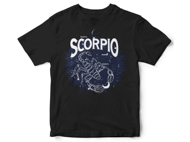 Scorpio Dark Line Zodiac T-shirt design