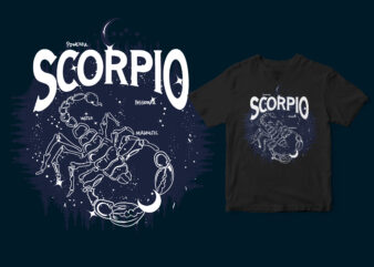 Scorpio Dark Line Zodiac T-shirt design