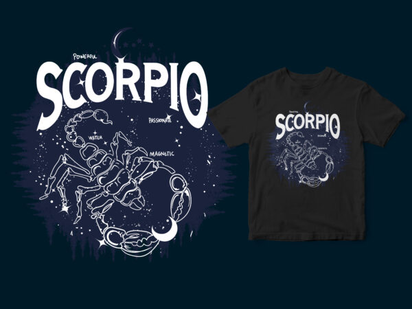 Scorpio dark line zodiac t-shirt design
