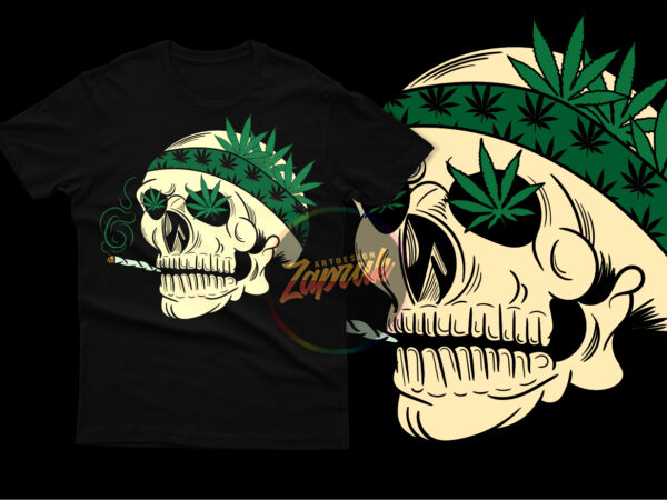 Skull smoke weed marijuana dope – tshirt design for sale