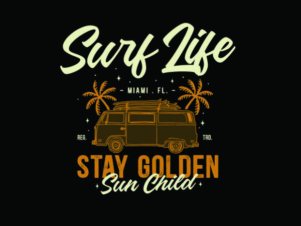Surf life t shirt template vector