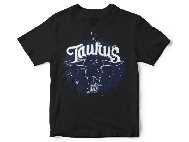 Taurus Dark Line Zodiac space t-shirt design