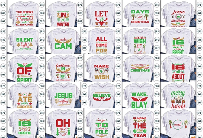 Best Selling Mega Christmas Quotes Tshirt designs Bundle