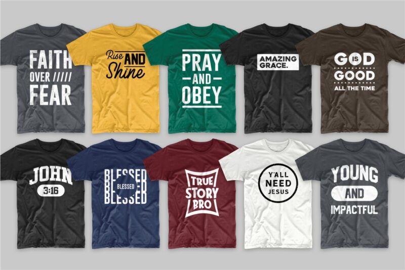 219 Christian t-shirt designs bundle, Trendy religion t shirt design bundles vector pack SVG PNG EPS