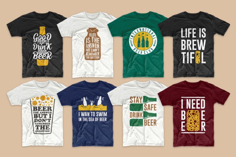 Beer t-shirt designs bundle svg. Beer t shirt design png bundles. Alcohol t shirt design. Drinker t shirts design. Quotes sayings about beer. Beer theme vector pack collection.