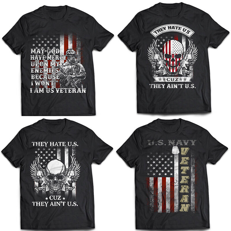 76 bundle american veteran, army and military tshirt designs psd file editable text and layers