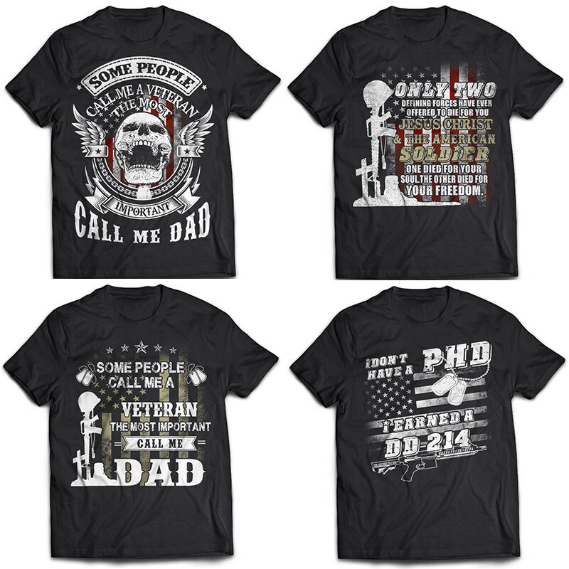 76 bundle american veteran, army and military tshirt designs psd file editable text and layers