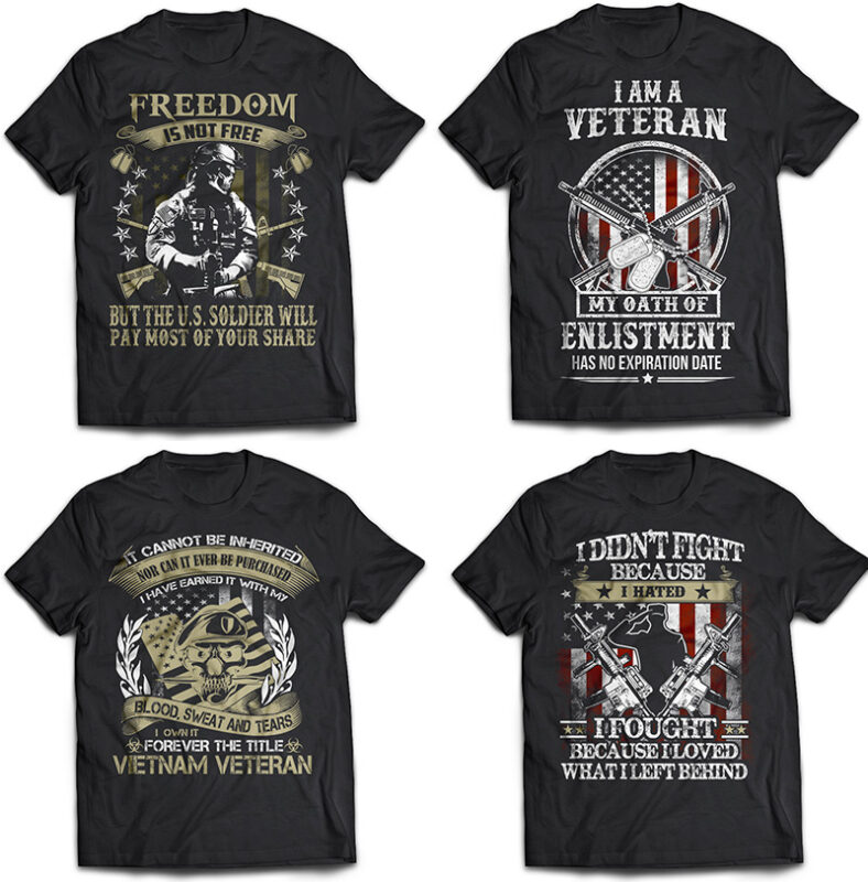 76 bundle american veteran, army and military tshirt designs psd file editable text and layers