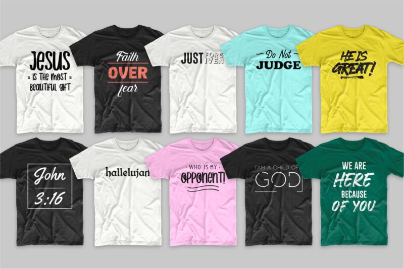 219 Christian t-shirt designs bundle, Trendy religion t shirt design bundles vector pack SVG PNG EPS
