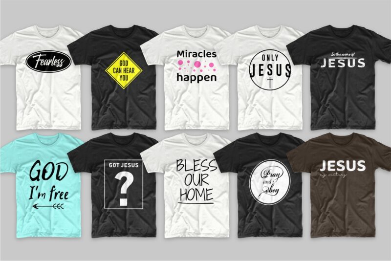 219 Christian t-shirt designs bundle, Trendy religion t shirt design bundles vector pack SVG PNG EPS