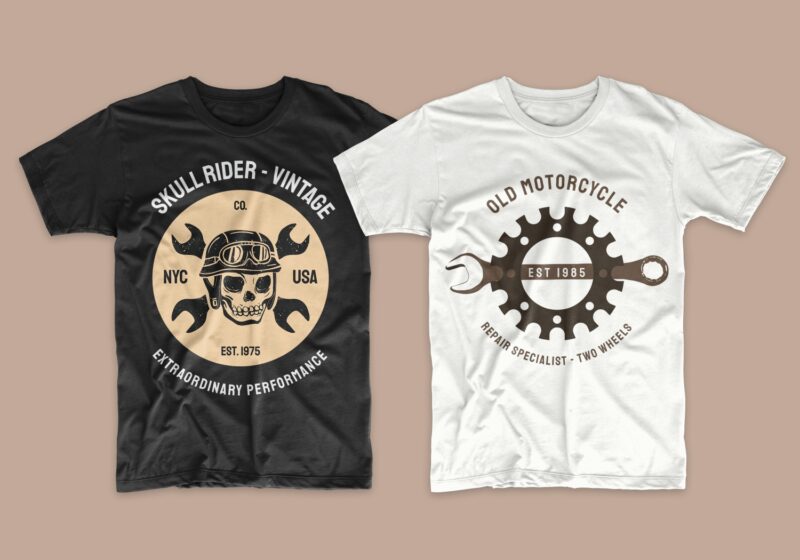 Download 50 Editable vintage motorcycle and Biker t-shirt design ...