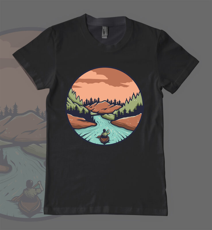 Adventure on the lake T-shirt design