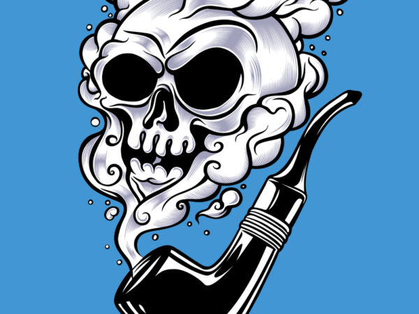 Smoke skull t shirt template vector