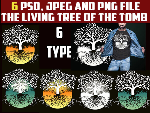 6 bundles the living tree of the tomb halloween png, jpeg and psd file