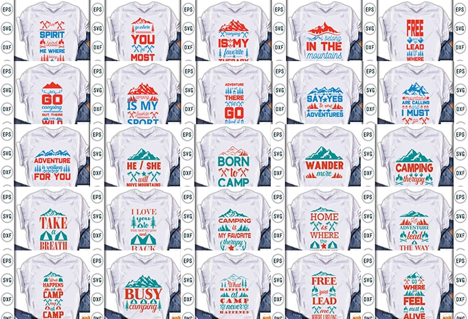 Camping/Adventure/Mountain Tshirt designs Bundle