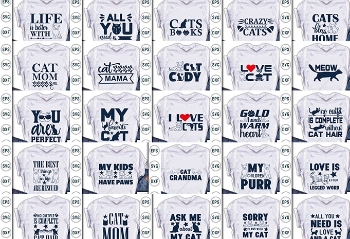 Best Selling Cat Quotes Tshirt designs Bundle