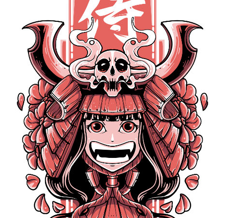 Samurai girl tshirt design